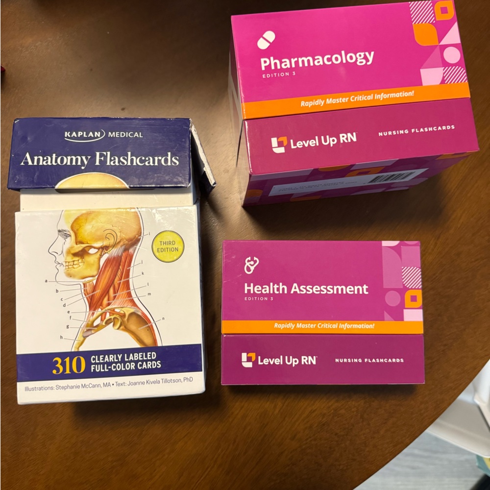 Kaplan Anatomy Flashcards and Level Up RN Nursing Flashcards Set